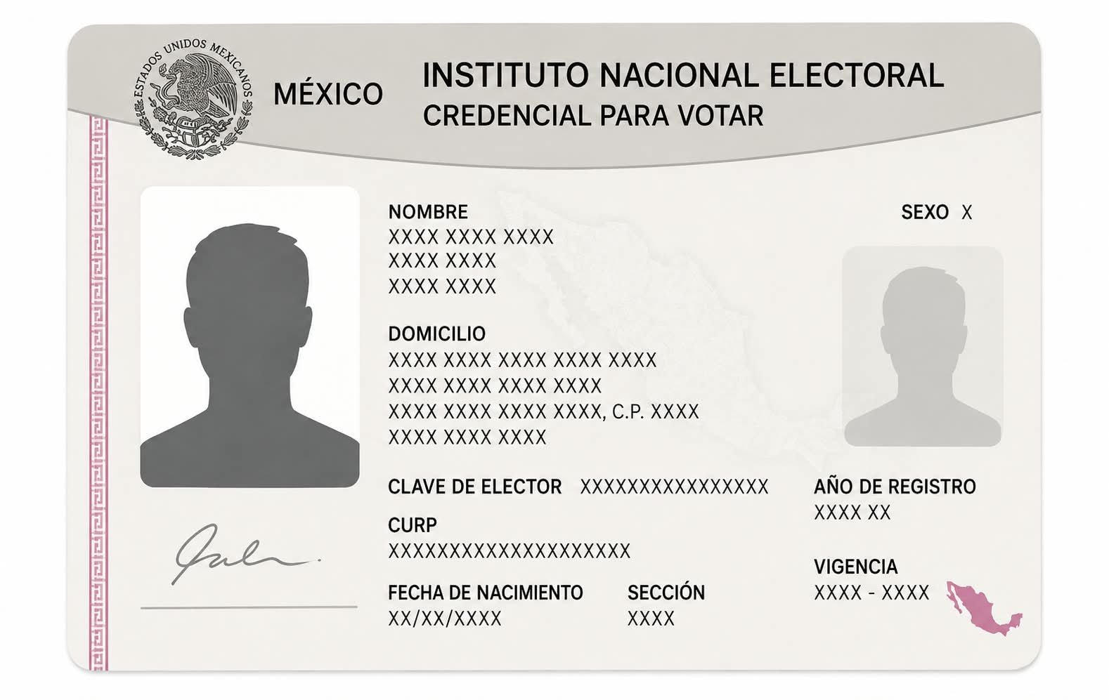 Ejemplo de credencial INE